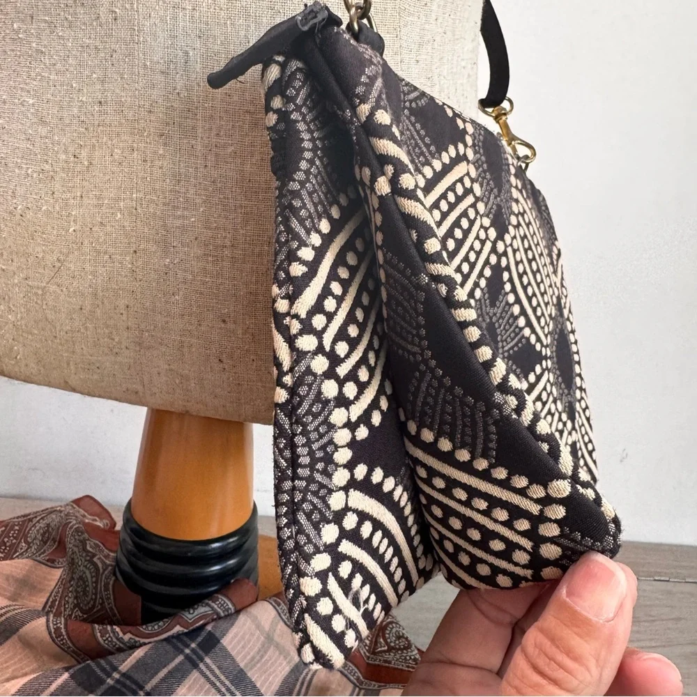 Danny K Tapestry Black And White Travel Crossbody‎ Multi Compartment Bag Purse